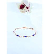Rose Rengi Nazar Boncuğu Gümüş Bileklik