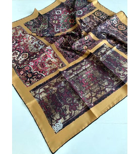 Levidor Tivil İpek Eşarp 43979 Hardal Sarı Karışık Desen