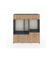 Kronos Dolap 8 Raflı 4 Çekmeceli 3 Askılı 220x59x243 Antrasit-Çam/Çam