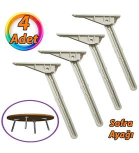 4 Adet Katlanabilir Beyaz Yer Sofra Ayağı Katlanır Yer Sofrası Sini Altı Plastik Ayak 22 Cm