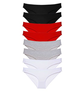 Mulvxbrf Brf02 8 Adet Süper Eko Set Likralı Kadın Slip Külot Siyah Kırmızı Gri Beyaz (Mulvix)