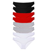 Mulvxbrf Brf02 8 Adet Süper Eko Set Likralı Kadın Slip Külot Siyah Kırmızı Gri Beyaz (Mulvix)
