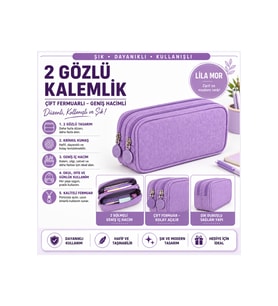 Şık Çift Fermuarlı 2 Gözlü Kalemlik, Pratik ve Modern Tasarım