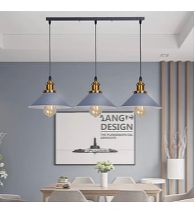 Rsylight Retro Dekoratif 3 lü Gri Rustik Metal Sarkıt Avize 60 Cm