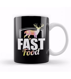 Cute & Funny Fast Food Buck Hunting Deer Hunter Kupa Bardak Porselen