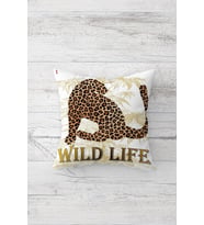 Wild Life Çift Tarafı Baskılı Gizli Fermuarlı Yastık Kılıfı Kırlent Koltuk Yastık Kılıfı (Beyaz)