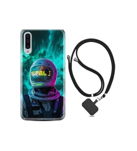Samsung Galaxy A50 Kılıf Resimli Desenli Silikon Boyun Askılı Space 1814