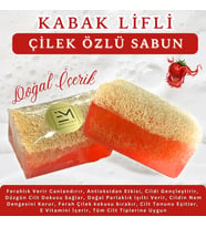 Doğal Kabak Lifli Çilek Özlü Sabun Antioksidan Etki Cildi Gençleştirir Cilt Tonunu Dengeler