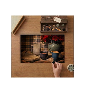 Sıcak İçecekler - Kahve - Çay Tasarımı 240 parça Ahşap Puzzle Ahşap Kutuda MP04696