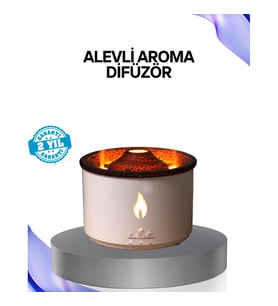 Mey İthalat® Volkan Efektli Aroma Difüzörü – Sessiz Çalışma, Otomatik Kapanma ve LED Işık