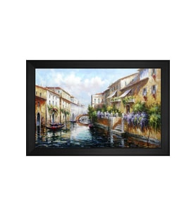 Manzara Temalı Kanvas Tablo 80 x 110 cm Siyah Çerçeve