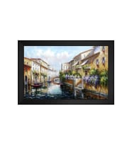 Manzara Temalı Kanvas Tablo 80 x 110 cm Siyah Çerçeve