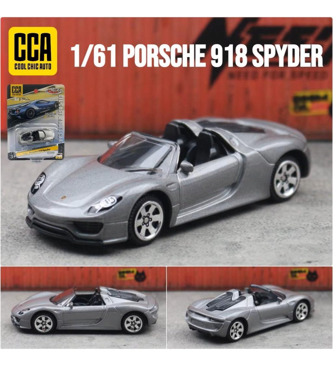 CCA Premium Series Porsche 918 Spyder Gri 1/64 Model Araba