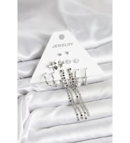 Pirinç Gümüş Renk 6 Çift Kadın Küpe TJ-BKP11336