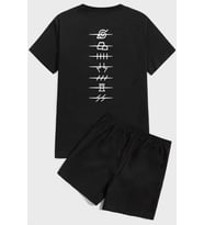 Ninja Akatsuki Baskı Şort Takım (Siyah)