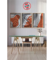Dekoratif 3’lü Ahşap Tablo Seti  UV Baskı Çerçeveli Duvar Tablosu V11