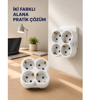 Tek Prizi 4 lü Yapan Priz Adaptörü Direkt Prize Takılan Çoklayıcı 2 Adet Set