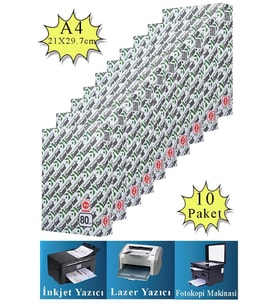 Fotokopi Kağıdı A4 80 gr 500 lü 10 Paket Copierbond Fotokopi Kağıdı Lazer İnkjet ve Fotokopi Makineleri İçin Uyumlu (Beyaz)
