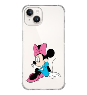 Apple iPhone 14 Uyumlu Köşe Korumalı Antişok Kapak Minnie Mouse Tasarımlı Şeffaf  Kılıf
