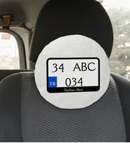 BK Gift Kişiye Özel Plakalı Yuvarlak Araç Koltuk Yastığı-1