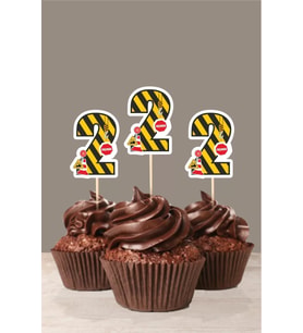 İş Makinası Temalı * 2 (iki) Yaşında Cupcake Süsü '10lu