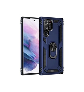 Mey İthalat® Samsung Galaxy S21 Ultra Kılıf Sofya Yüzüklü Silikon Kapak - Lacivert