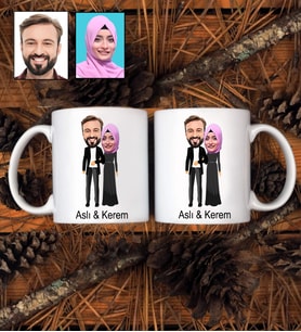 Kişiye Özel Tasarımlı Karikatürlü 2 Adet Kupa Bardak 96