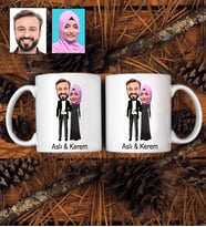 Kişiye Özel Tasarımlı Karikatürlü 2 Adet Kupa Bardak 96