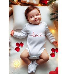 Sevgililer Günü Temalı Bebek Body (Ekru)