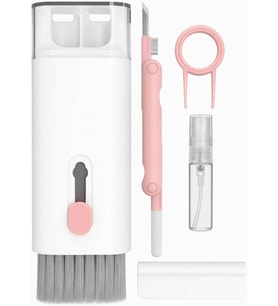 7'si 1 Arada Elektronik Temizleme Kiti, Klavye, Airpods Pro, Kulaklık, Laptop ve Telefon için Fırçalı Temizleyici Set (Pembe)