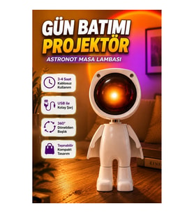 Astronot Tasarımlı Gün Batımı Projektör Lamba USB Şarjlı Dekoratif Masa Lambası