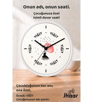 İsme Özel Şemsiyeli Kız Çocuk Odası Duvar Saati Orta Boy 30 cm Beyaz Camlı Sessiz
