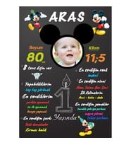 1 Yaş Anı Panosu Afiş,Karşılama Panosu Branda Mickey Mouse hdts1002-
