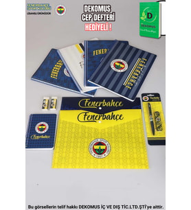 "DEKOMUS CEP DEFTERİ HEDİYELİ" LİSANSLI FENERBAHÇE A4 2 ADET KARELİ,2 ADET ÇİZGİLİ DEFTER,2 ADET ÇITÇIT DOSYA,2 ADET SİLGİ,BLOKNOT,UÇLU KALEM VE UÇ SETİ (Krem)