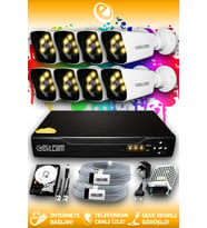ELITCAM 8 Kameralı Kare 8 Dış Kamera Set 500 GB HDD Full HD Renkli Gece Görüşlü Güvenlik Kamerası Sistemi