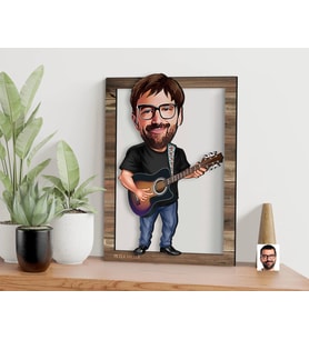 BK Gift Kişiye Özel Erkek Gitarist Karikatürlü 3D Ahşap Tablo, Sevgiliye Hediye, Arkadaşa Hediye, Yıl Dönümü Hediyesi, Doğum Günü Hediyesi-3