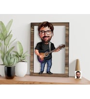 BK Gift Kişiye Özel Erkek Gitarist Karikatürlü 3D Ahşap Tablo, Sevgiliye Hediye, Arkadaşa Hediye, Yıl Dönümü Hediyesi, Doğum Günü Hediyesi-3