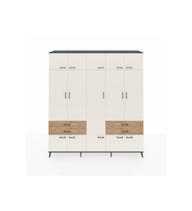 Hyperion Dolap 11 Raflı 4 Çekmeceli 2 Askılı 220x44x243 Antrasit-Aytaşı/Çam