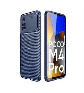 Coverzone Xiaomi Poco M4 Pro 4G ?le Uyumlu K?l?f Karbon Tasar?m, Parmak ?zi Yapmayan �zellik Ultra Slimfit Yap? Del�x Tpu Silikon DLX Xiaomi Poco M4 Pro 4G ?le Uyumlu K?l?f Lacivert