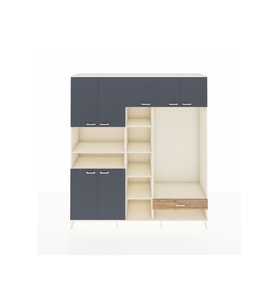 Hyperion Dolap 11 Raflı Tek Çekmeceli 7 Kapaklı 220x44x243 Aytaşı-Antrasit/Çam