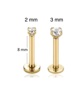 Tektaş Cerrahi Çelik Piercing Tragus Helix Kıkırdak Conch Gold Renk 8 mm (2 Adet)