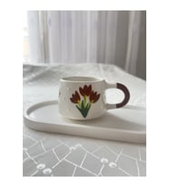 Kahverengi Çiçek Detaylı Kupa Bardak Çay Kahve Fincanı 200 ml
