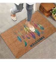 Valerine Life Egzotik Renkli Tüyler Welcome Kapı Önü Paspası 45x70cm (Kahverengi)