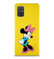 Samsung Galaxy A71 Soft Premier Kapak Minnie Mouse-F Tasarımlı Silikon Kılıf - Sarı (Şeffaf)
