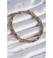 316L Çelik Gümüş Gold Renk Kral Zincir Model Erkek Bileklik - TJ-EB3695