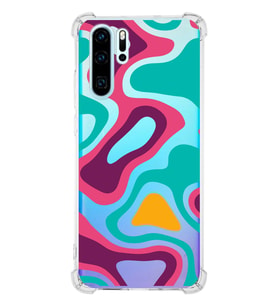 PrintiFy Huawei P30 Pro Köşe Korumalı Renkli Desen Tasarımlı Şeffaf Silikon Kılıf