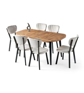 Venüs Star MDF Mutfak Masa 6 lı Sandalye Takımı 80x130  (Kahverengi)