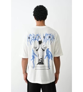 Unisex Baskılı Oversize T-Shirt - Beyaz