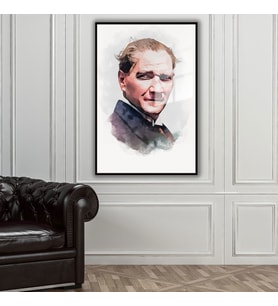 Metal Çerçeveli Cam Tablo Atatürk Cumhuriyet Koleksiyonu (Siyah)