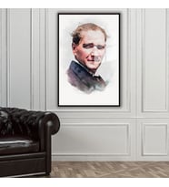 Metal Çerçeveli Cam Tablo Atatürk Cumhuriyet Koleksiyonu (Siyah)